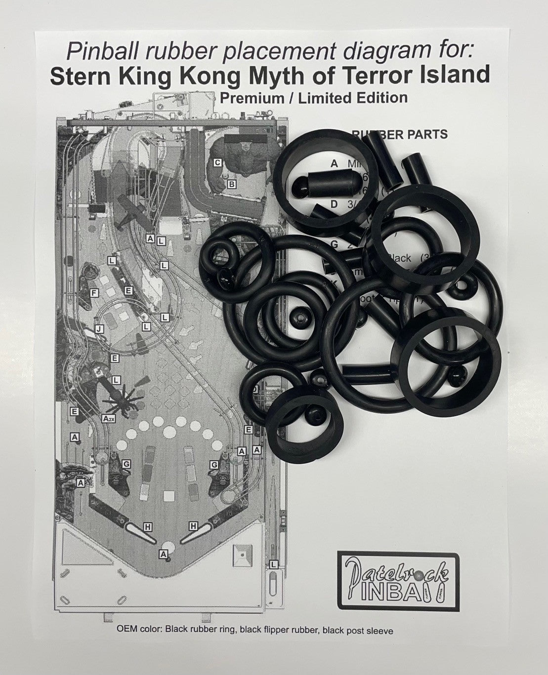 Stern King Kong: Myth of Terror Island Premium | Limited Edition Pinball Machine Rubber Ring Kit