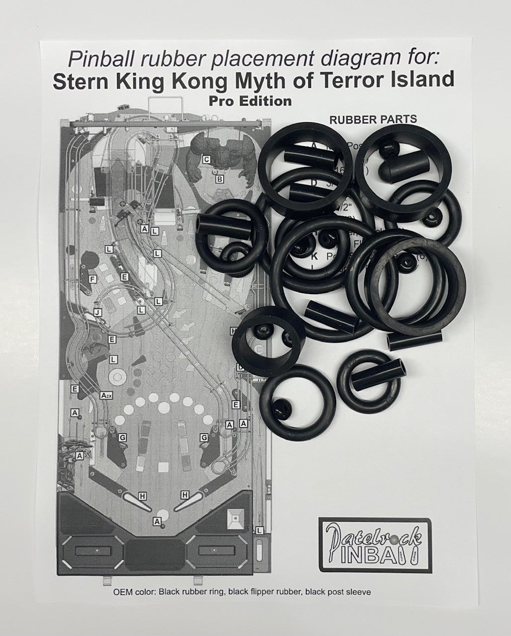 Stern King Kong: Myth of Terror Island Pro Pinball Machine Rubber Ring Kit
