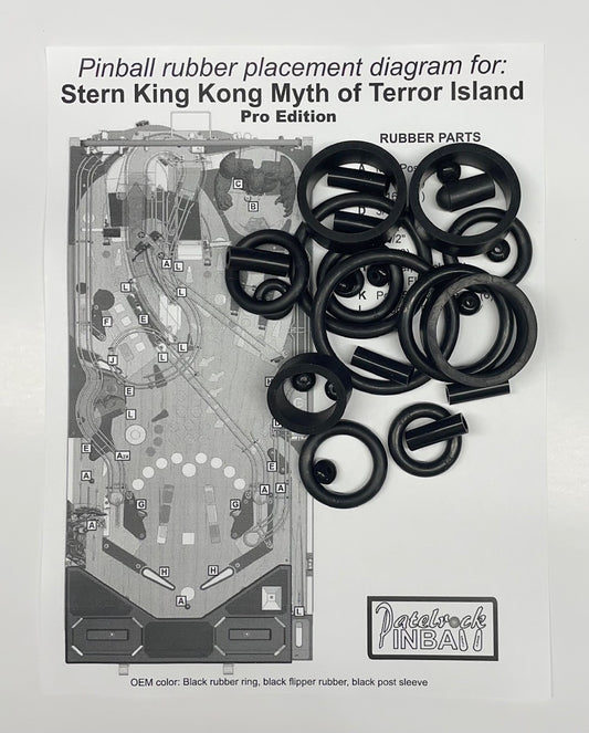 Stern King Kong: Myth of Terror Island Pro Pinball Machine Rubber Ring Kit