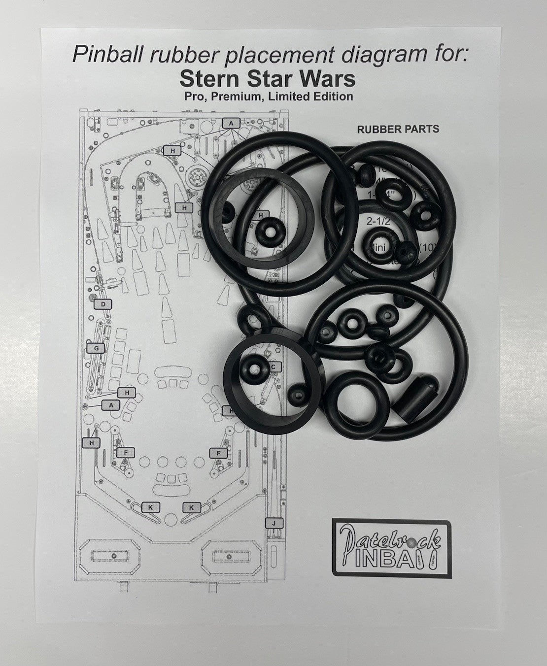 Stern Star Wars Pro | Premium | Limited Edition Pinball Machine Rubber Ring Kit