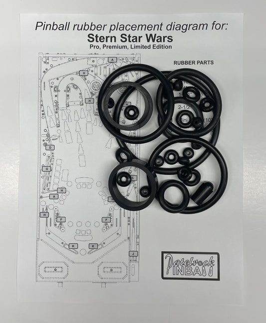 Stern Star Wars Pro | Premium | Limited Edition Pinball Machine Rubber Ring Kit