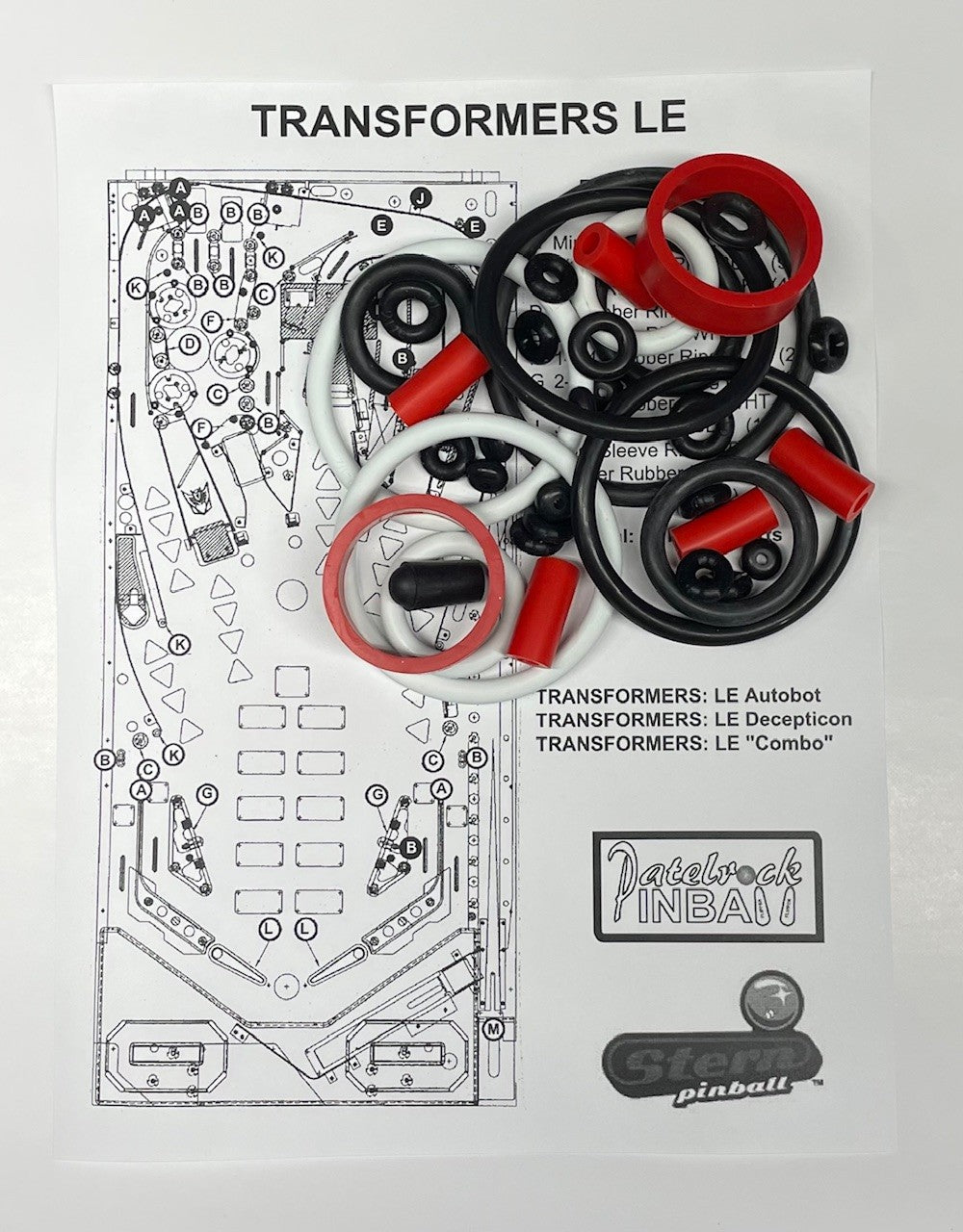 Stern Transformers Decepticon Violet | Autobot Crimson | Combo Limited Edition Pinball Machine Rubber Ring Kit