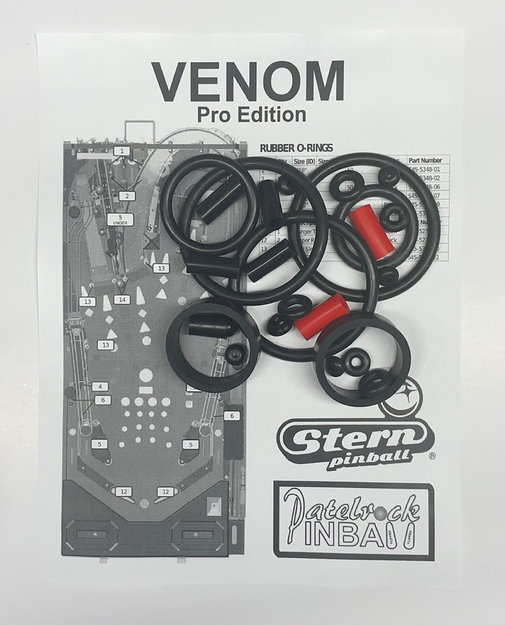 Stern Venom Pro Pinball Machine Rubber Ring Kit