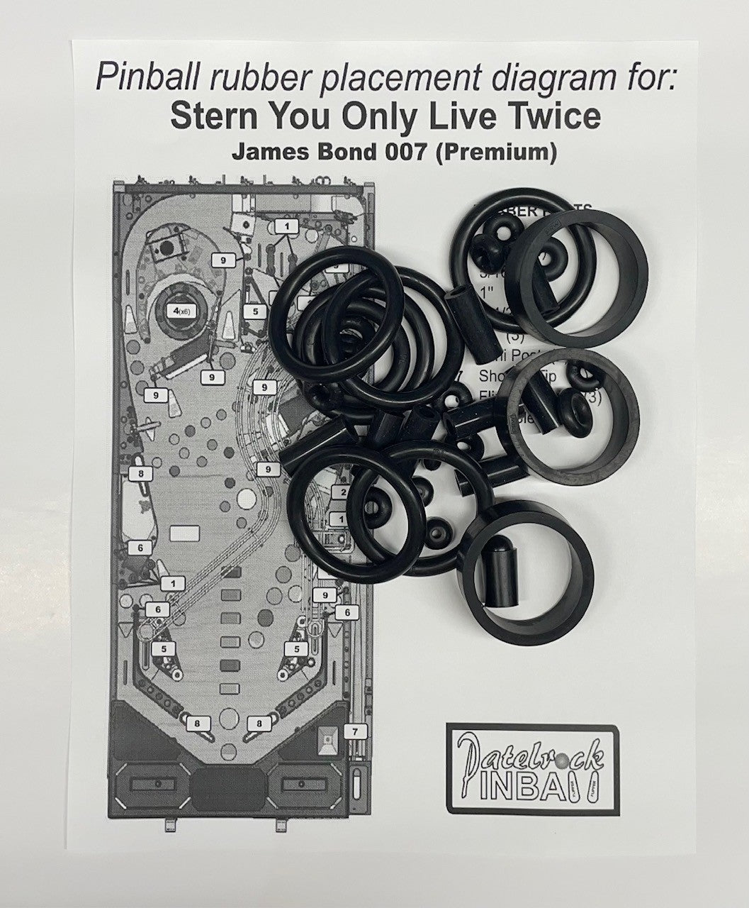 Stern You Only Live Twice | James Bond 007 | Premium Pinball Machine Rubber Ring Kit