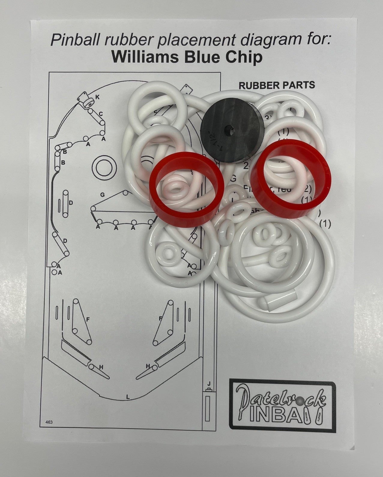 Williams Blue Chip Pinball Machine Rubber Ring Kit