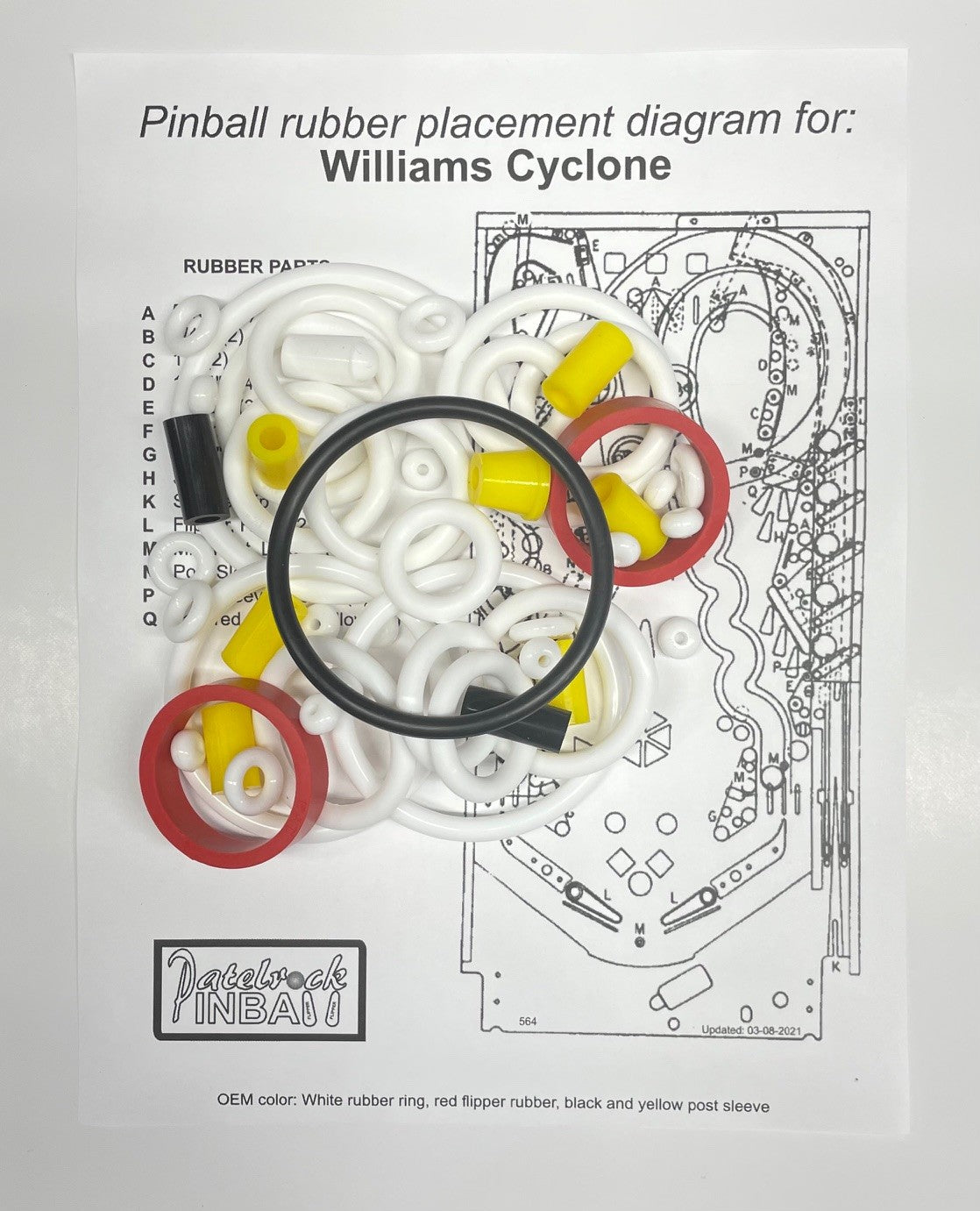 Williams Cyclone Pinball Machine Rubber Ring Kit modifer sleeve