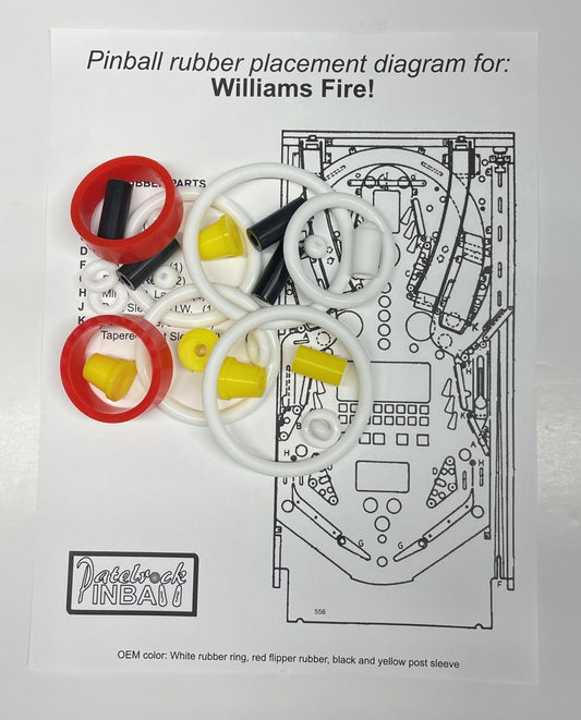 Williams Fire! Pinball Machine Rubber Ring Kit