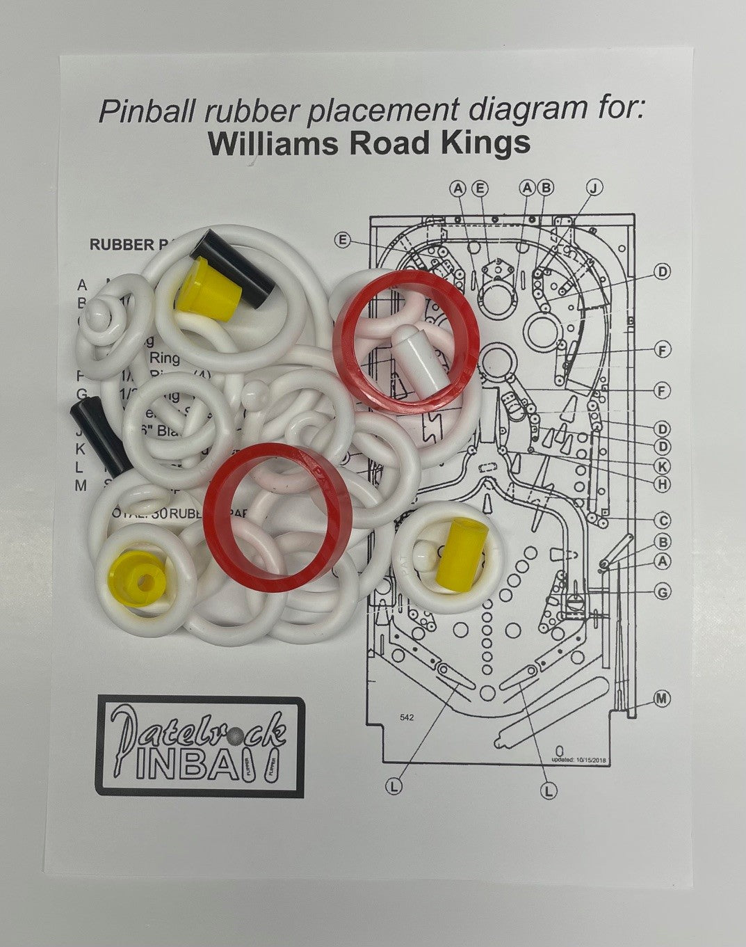Williams Road Kings Pinball Machine Rubber Ring Kit