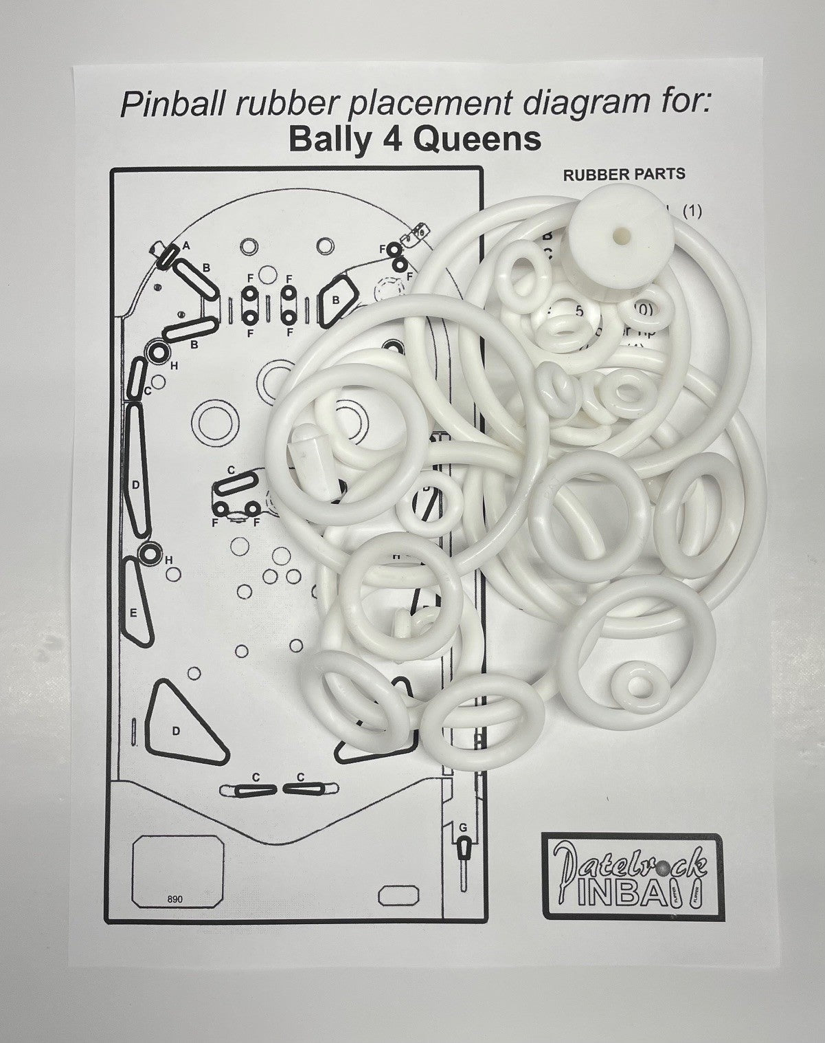 Bally 4 Queens Pinball Machine Rubber Ring Kit