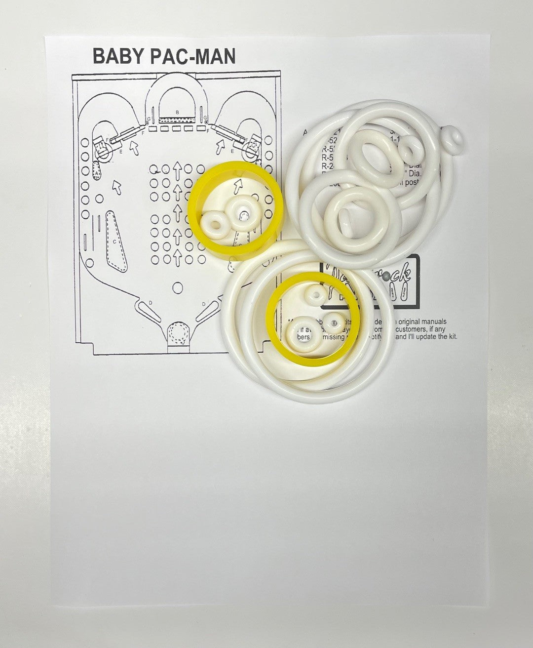 Bally Baby Pac Man Pinball Machine Rubber Ring Kit