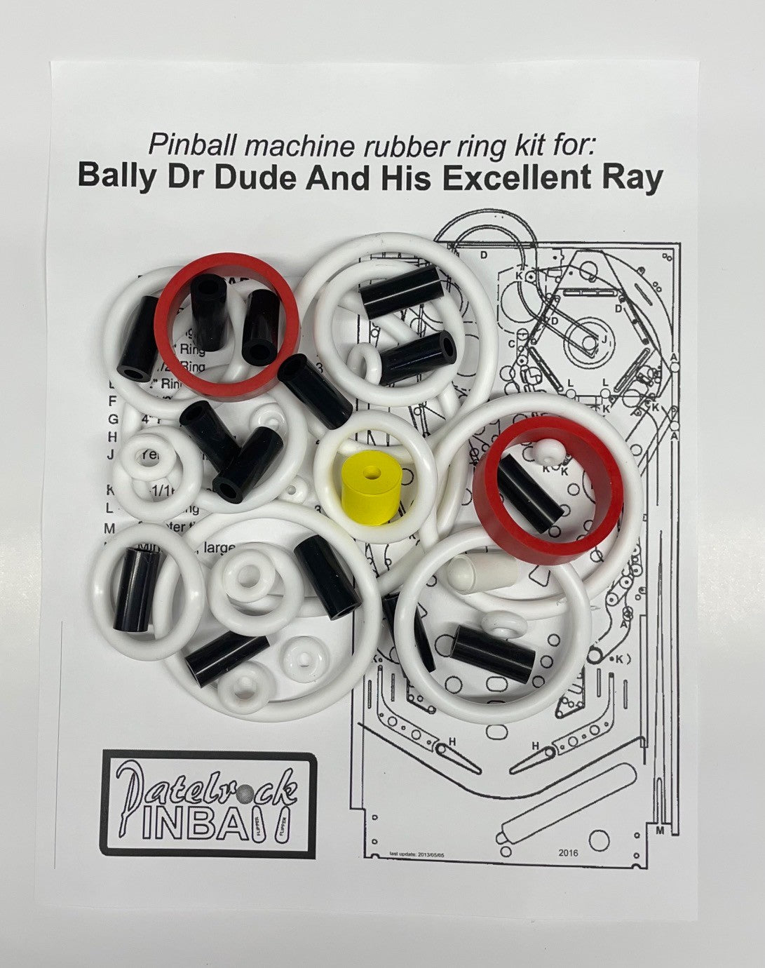Bally Dr Dude and His Excellent Ray Pinball Machine Rubber Ring Kit
