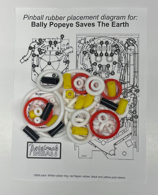 Bally Popeye Saves the Earth Pinball Machine Rubber Ring Kit