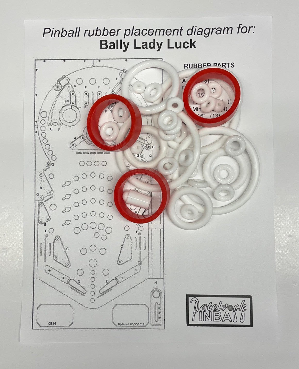Bally Lady Luck Pinball Machine Rubber Ring Kit
