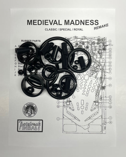 Chicago Gaming Medieval Madness Remake (all edition) Pinball Machine Rubber Ring Kit