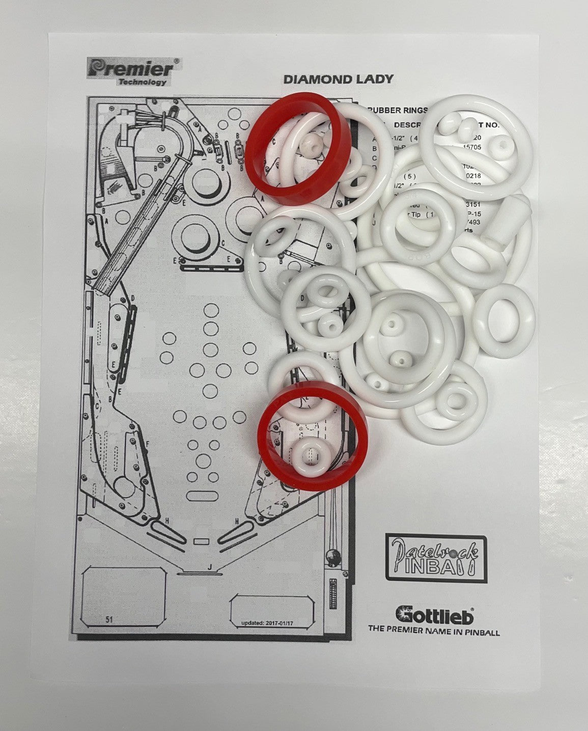 Gottlieb Diamond Lady Pinball Machine Rubber Ring Kit