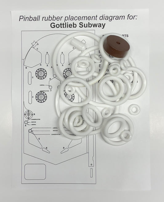Gottlieb Subway Pinball Machine Rubber Ring Kit