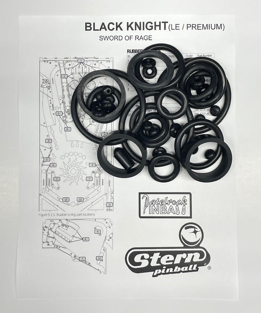 Stern Black Knight Sword of Rage Premium / Limited Edition Pinball Machine Rubber Ring Kit