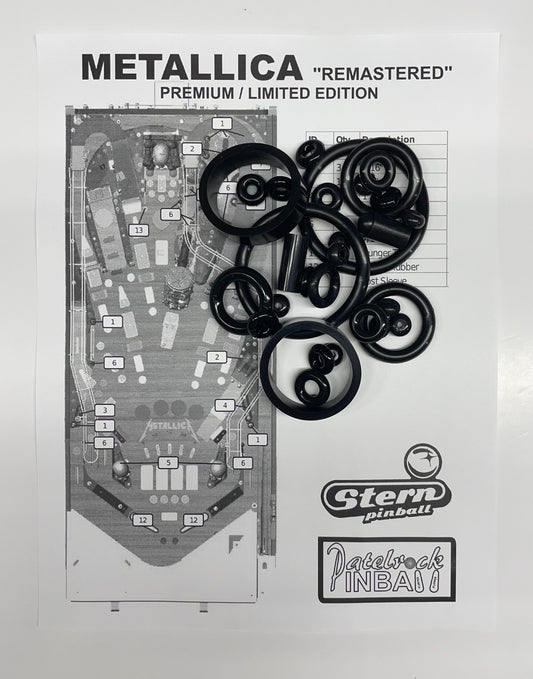Stern Metallica Remastered Premium / Limited Edition Pinball Machine Rubber Ring Kit