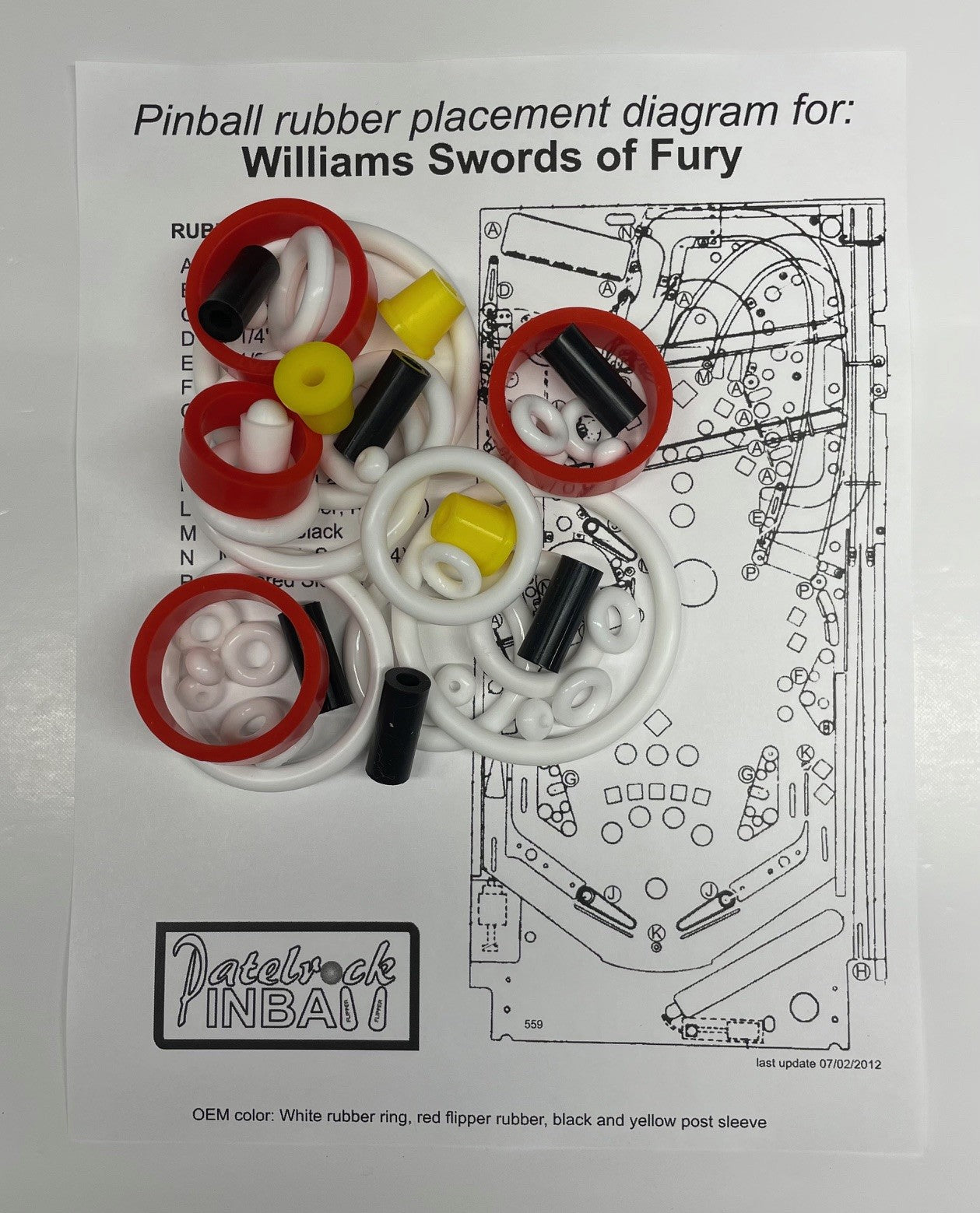 Williams Swords of Fury Pinball Machine Rubber Ring Kit