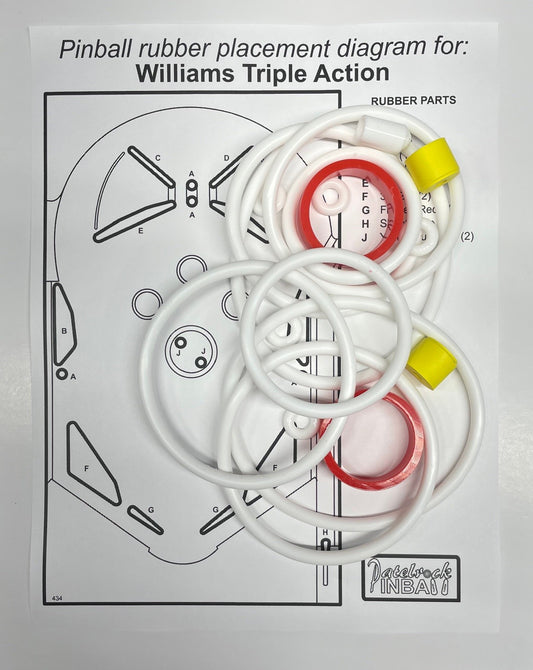 Williams Triple Action Pinball Machine Rubber Ring Kit