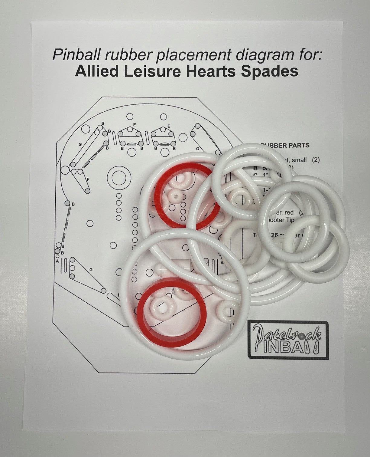 Allied Leisure Hearts Spades Pinball Machine Rubber Ring Kit