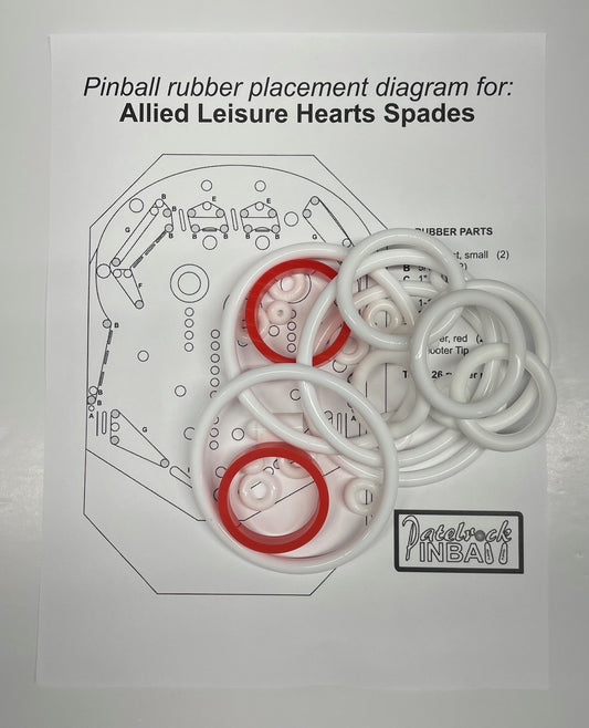 Allied Leisure Hearts Spades Pinball Machine Rubber Ring Kit