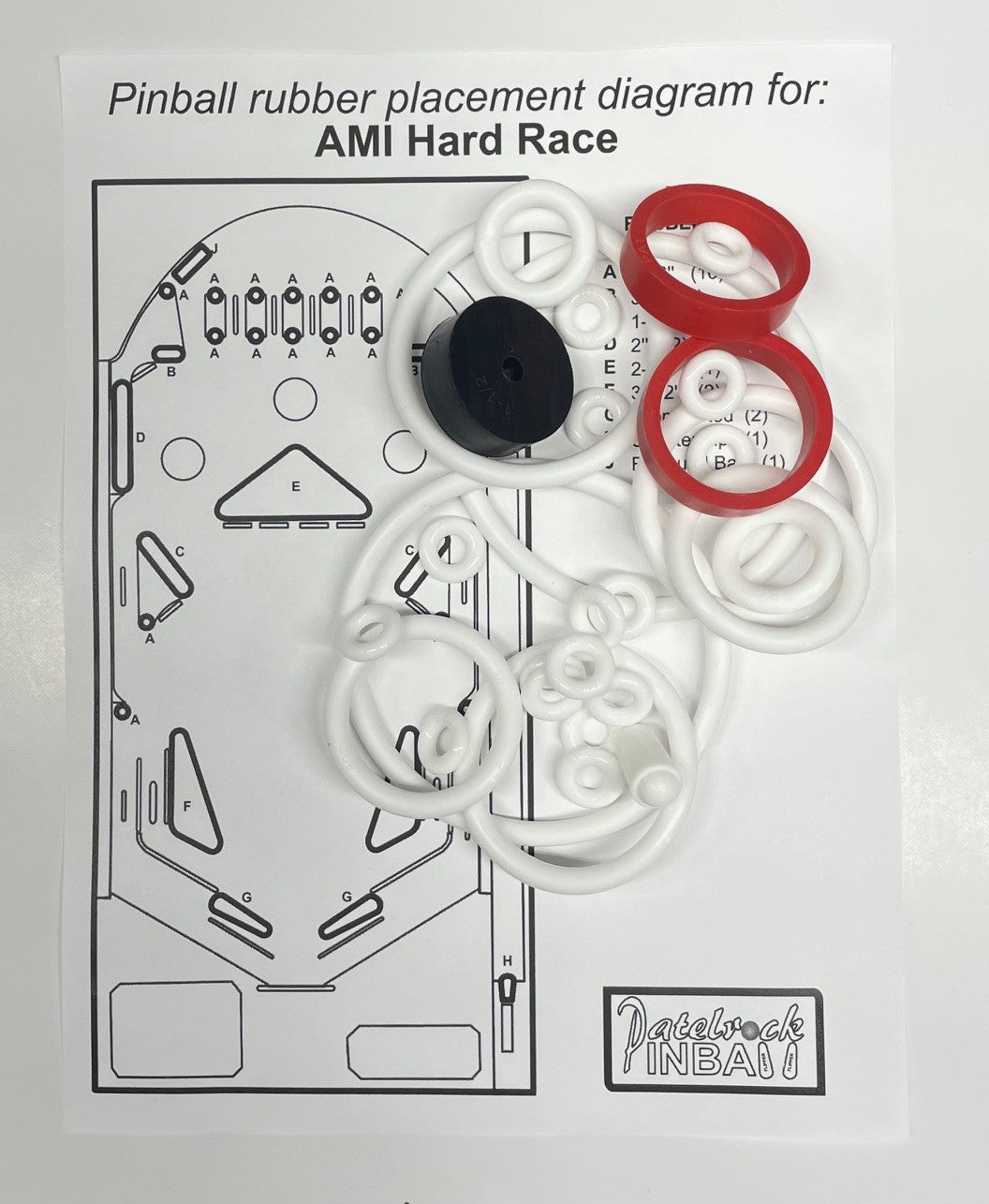 AMI Hard Race Pinball Machine Rubber Ring Kit