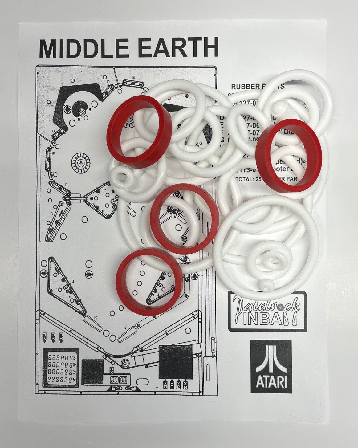 Atari Middle Earth Pinball Machine Rubber Ring Kit