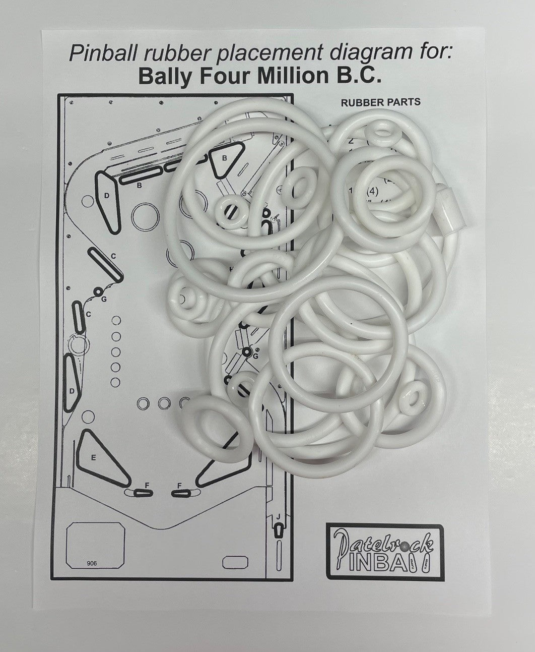 Bally Four Million B.C. Pinball Machine Rubber Ring Kit