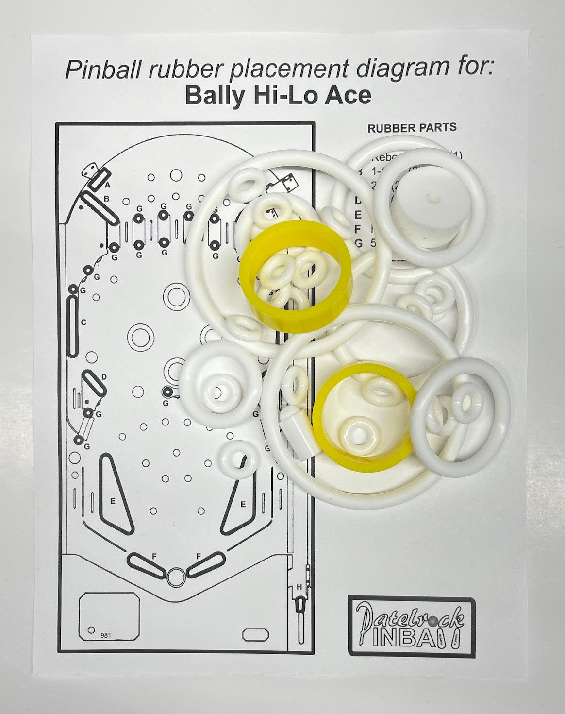 Bally Hi Lo Ace Pinball Machine Rubber Ring Kit