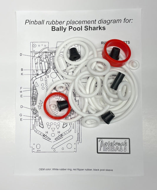 Bally Pool Sharks Pinball Machine Rubber Ring Kit