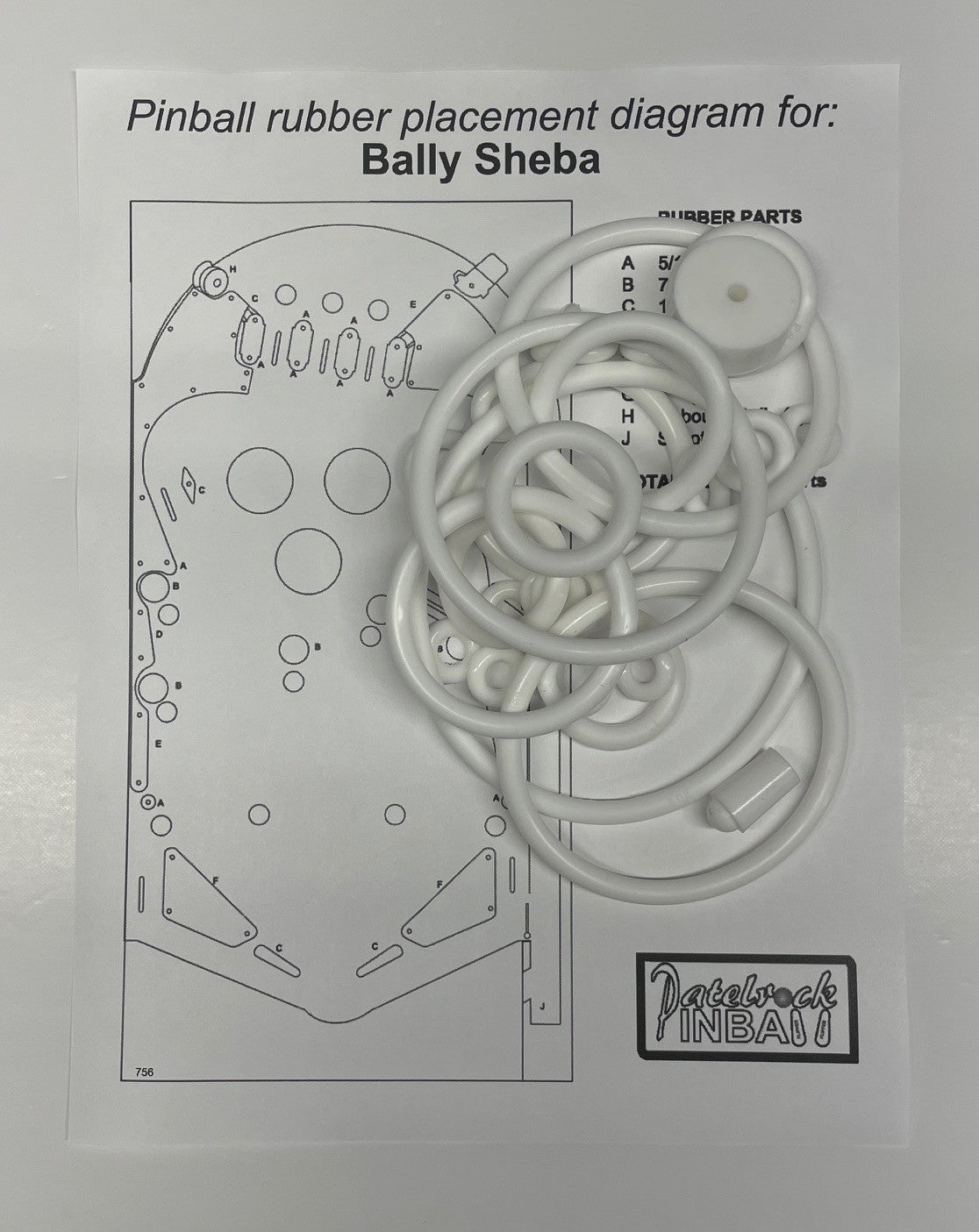 Bally Sheba Pinball Machine Rubber Ring Kit