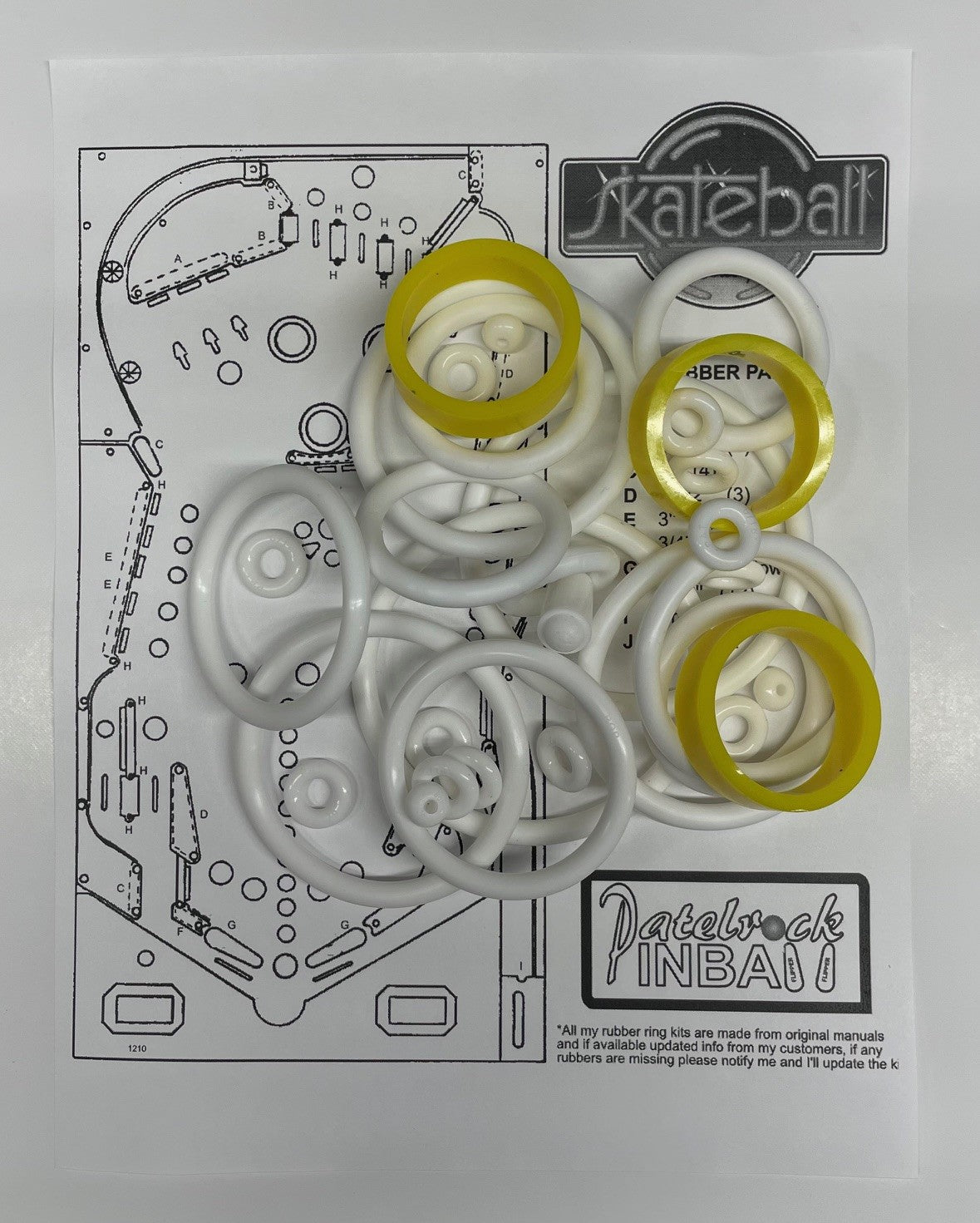 Bally Skateball Pinball Machine Rubber Ring Kit