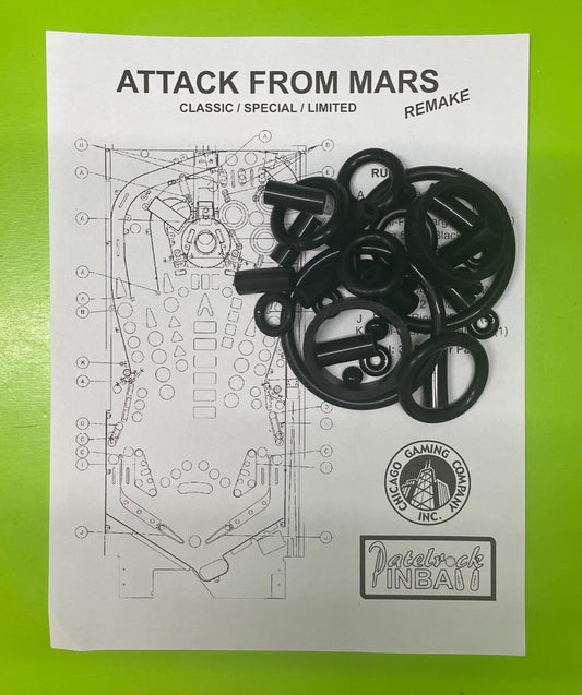 Chicago Gaming Attack From Mars Remake (all edition) Pinball Machine Rubber Ring Kit