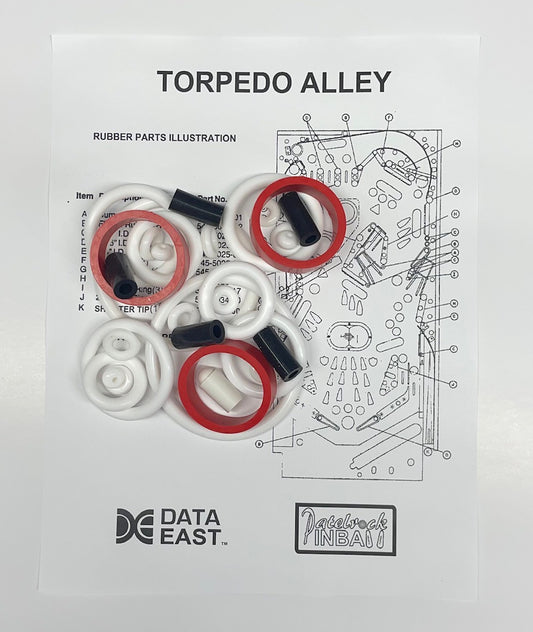 Data East Torpedo Alley Pinball Machine Rubber Ring Kit