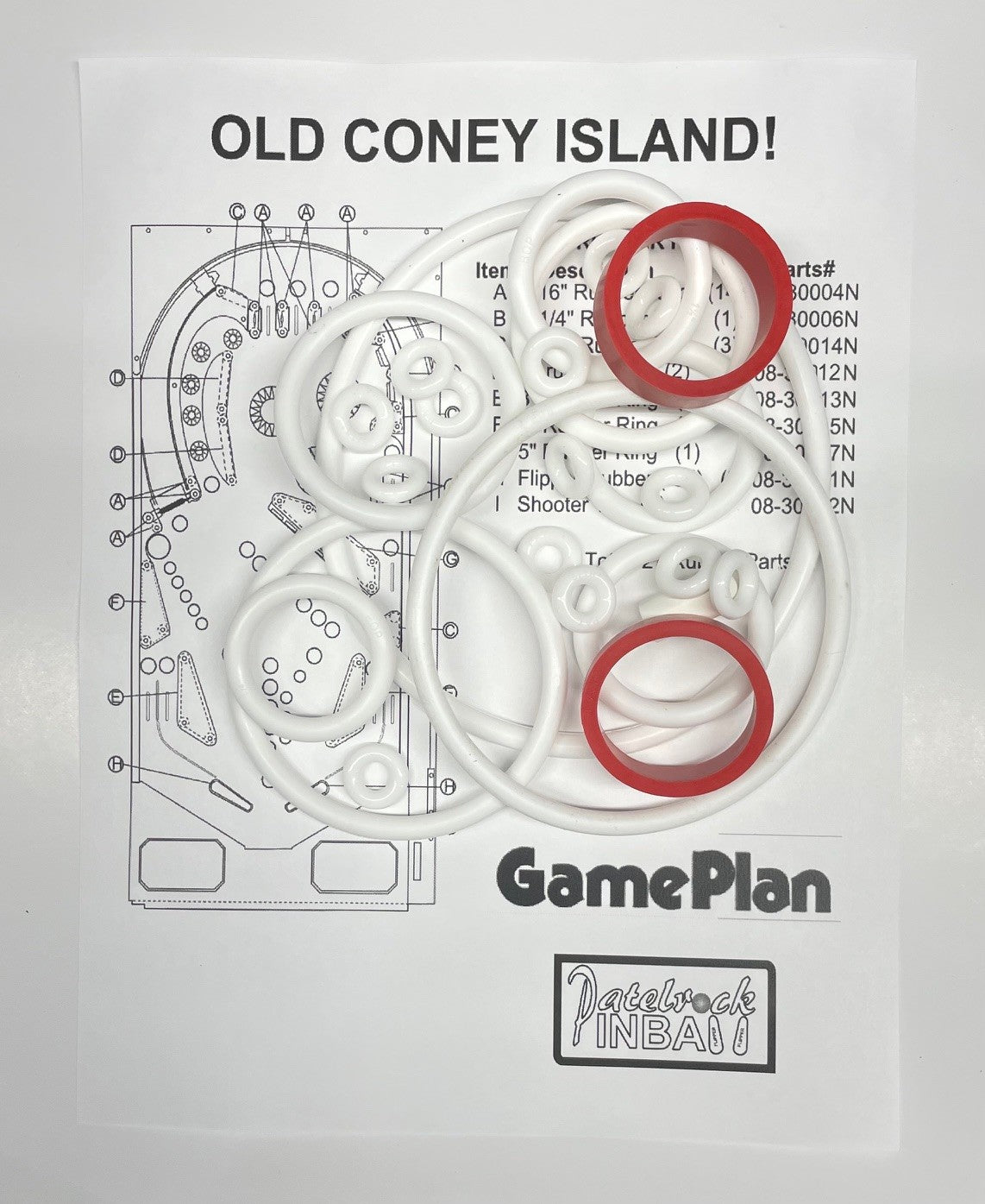 Game Plan Old Coney Island! Pinball Machine Rubber Ring Kit