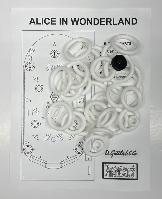 Gottlieb Alice in Wonderland Pinball Machine Rubber Ring Kit
