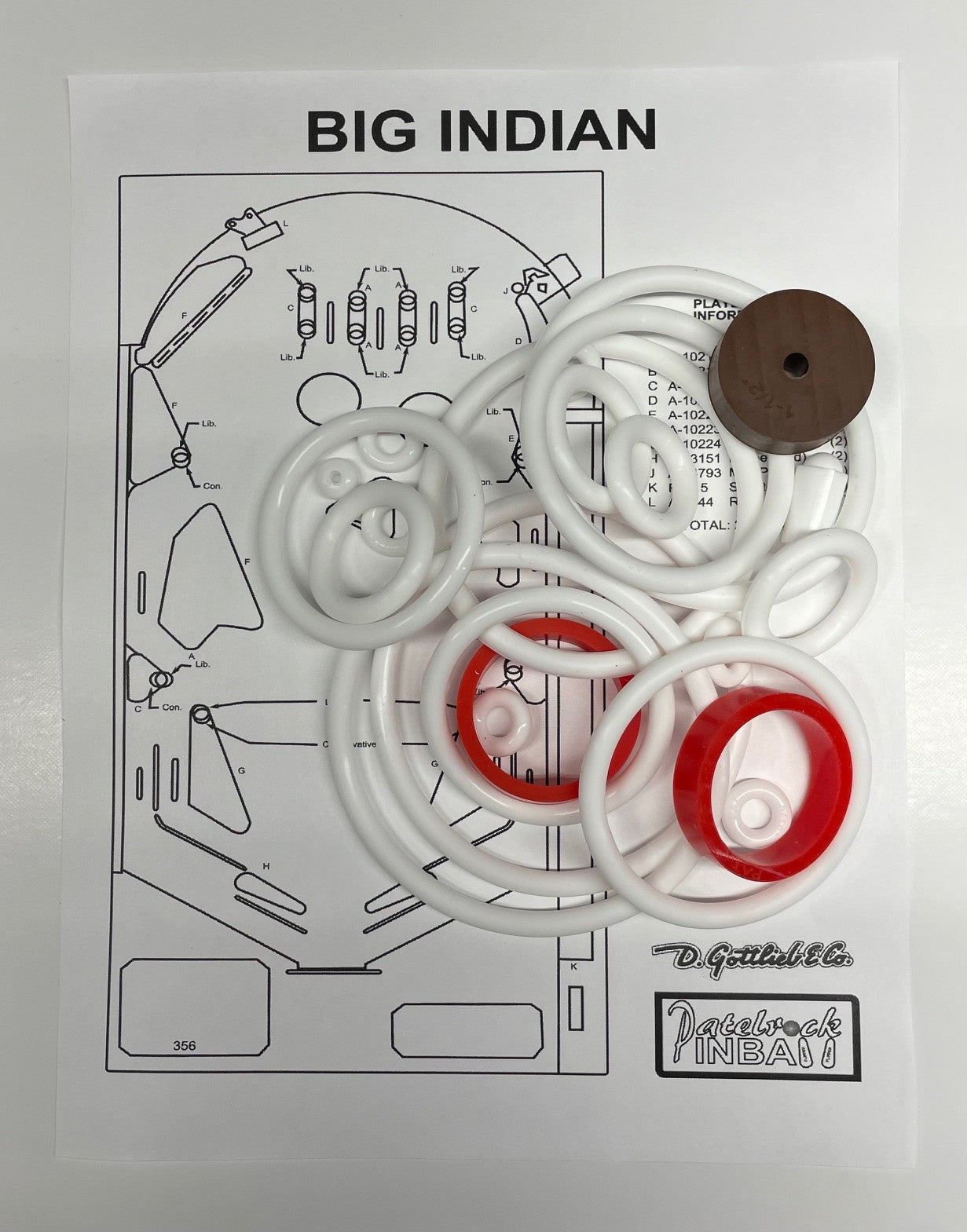 Gottlieb Big Indian Pinball Machine Rubber Ring Kit