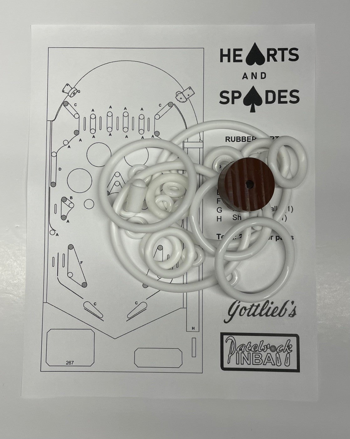Gottlieb Hearts and Spades Pinball Machine Rubber Ring Kit