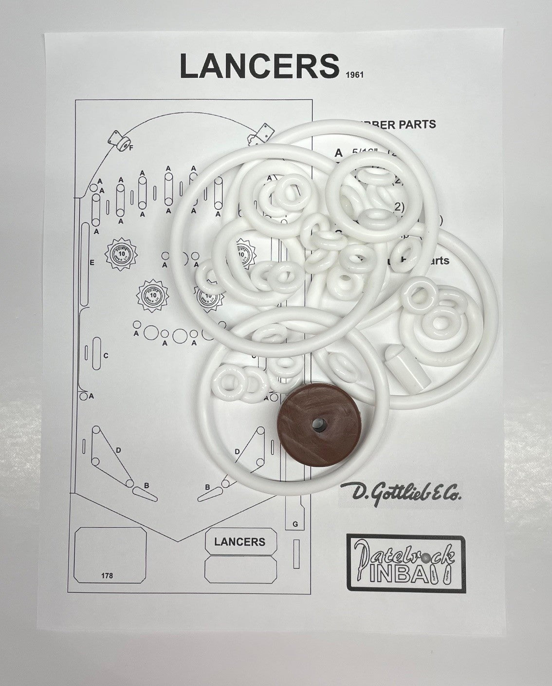 Gottlieb Lancers Pinball Machine Rubber Ring Kit