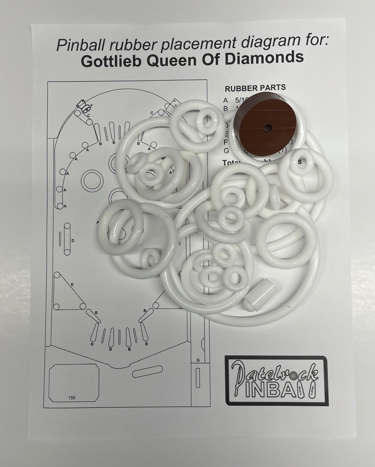 Gottlieb Queen of Diamonds Pinball Machine Rubber Ring Kit