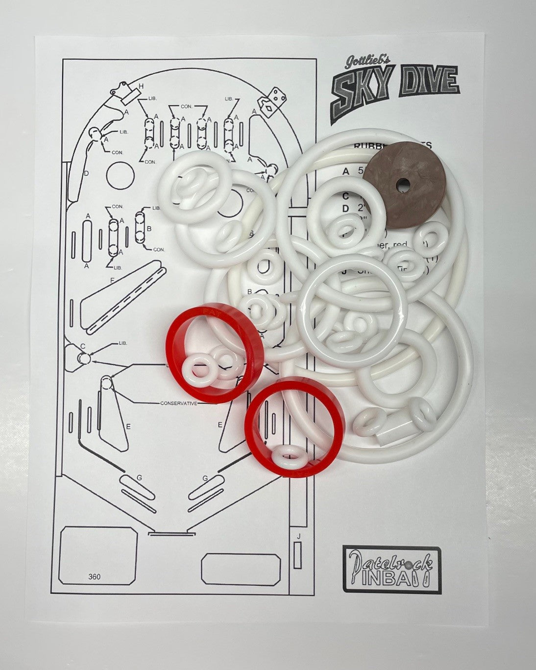 Gottlieb Sky Dive Pinball Machine Rubber Ring Kit