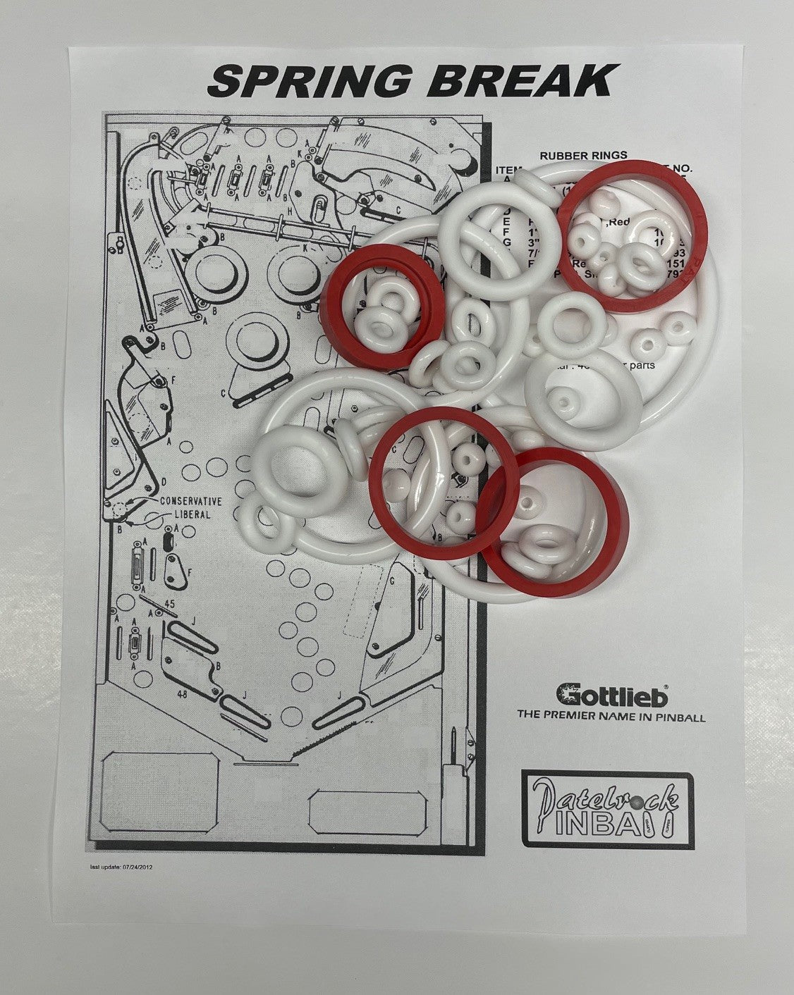 Gottlieb Spring Break Pinball Machine Maintenance Kit