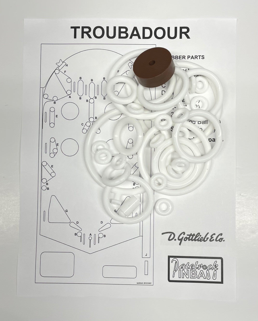 Gottlieb Troubadour Pinball Machine Rubber Ring Kit