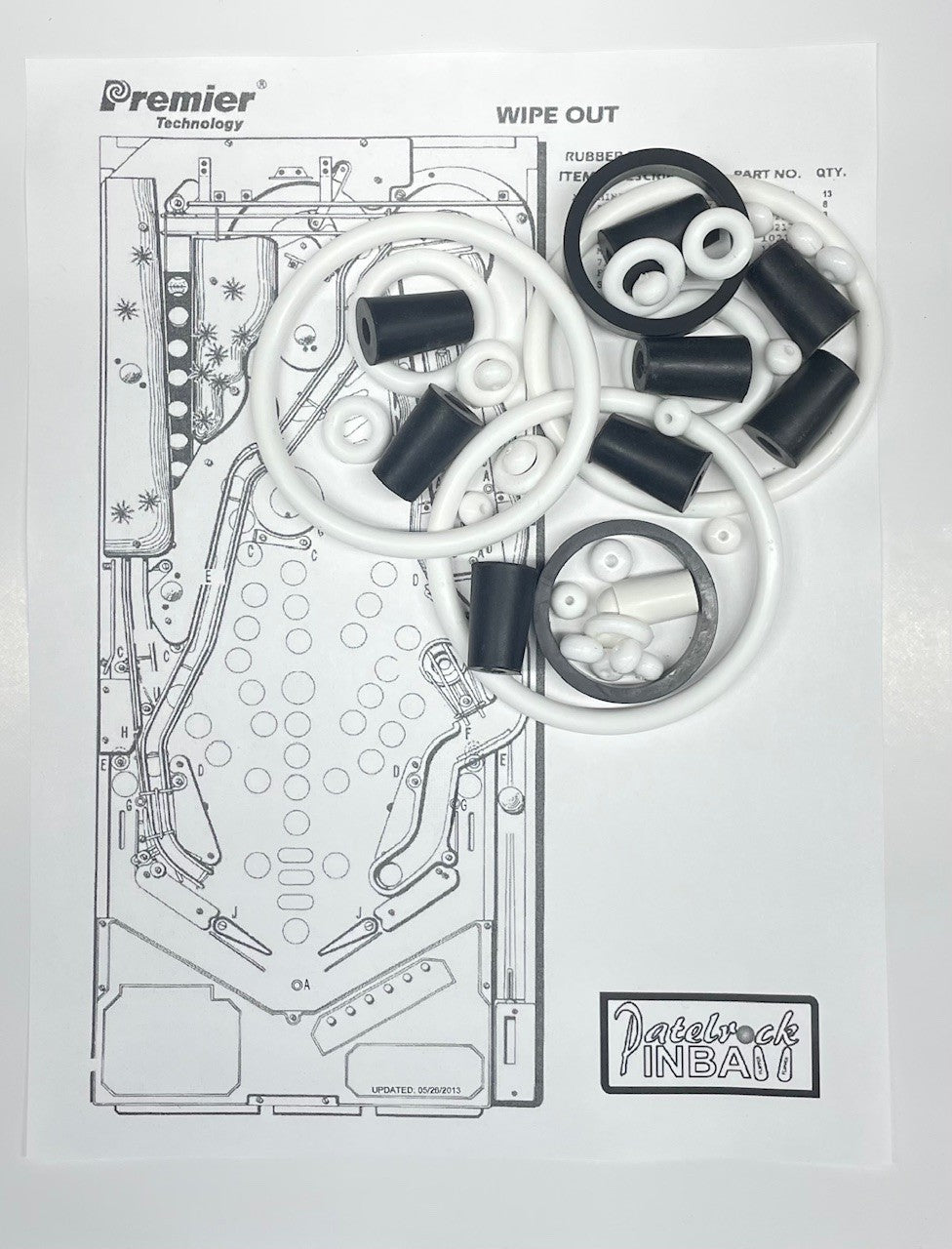 Gottlieb Wipe Out Pinball Machine Rubber Ring Kit