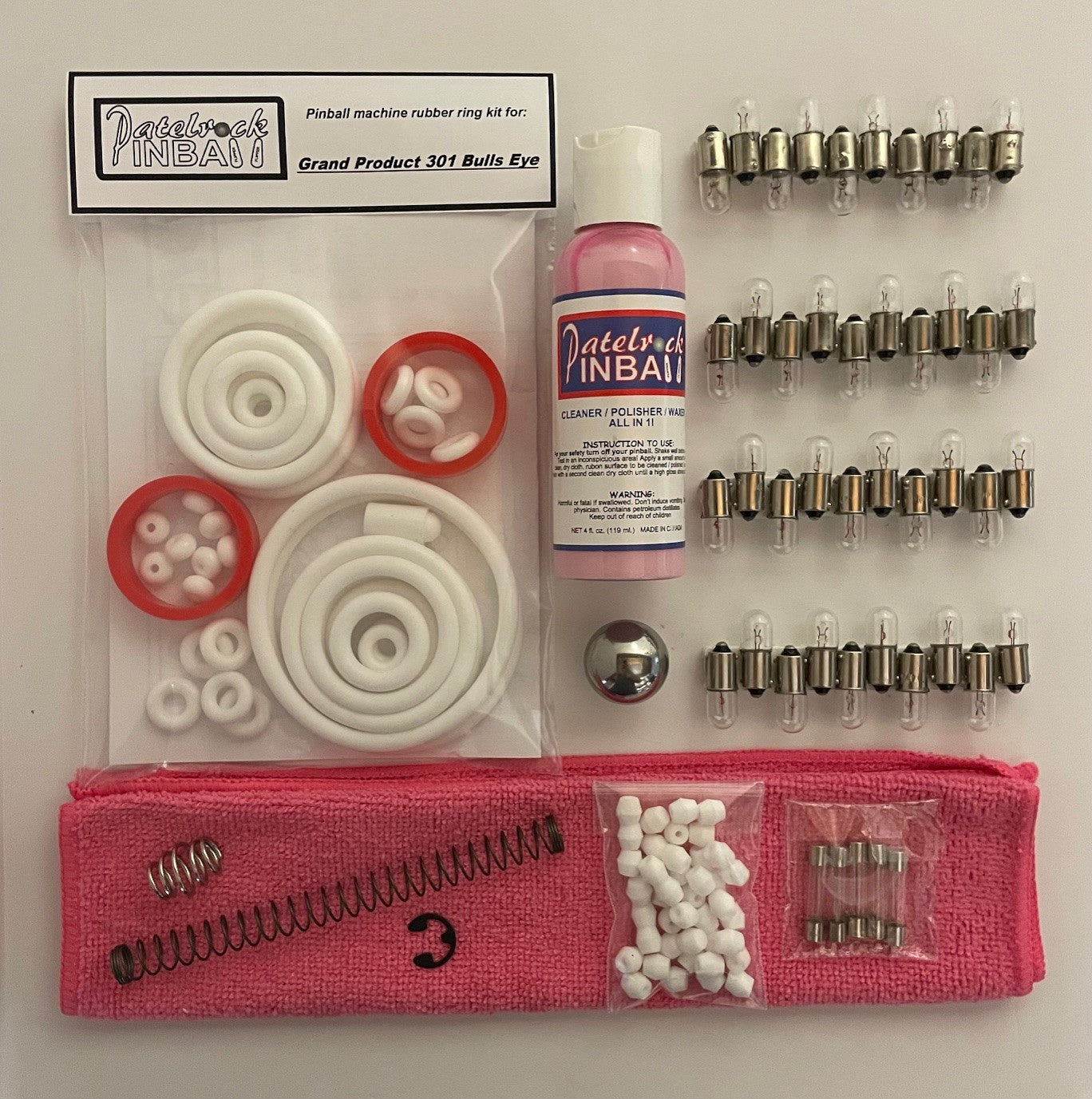 Grand Products | Pinstar 301 Bulls Eye Pinball Machine Maintenance Kit