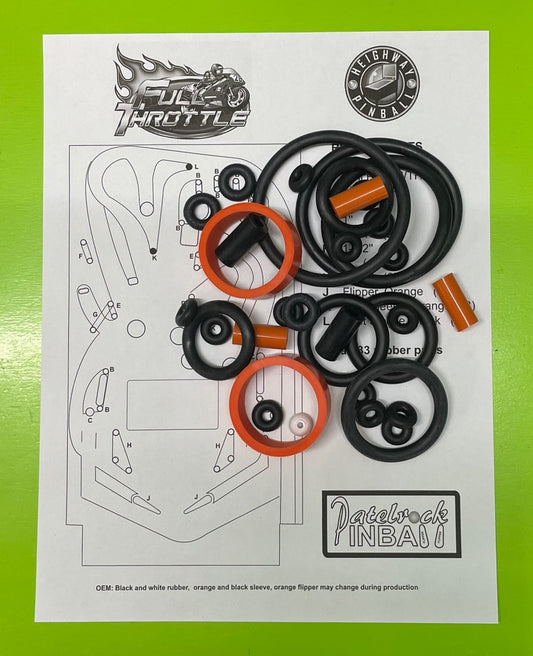 Heighway Pinball Full Throttle Pinball Machine Rubber Ring Kit