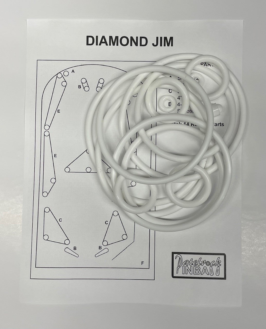 The Henry W.T. Mali & CO Inc. Diamond Jim Pinball Machine Rubber Ring Kit