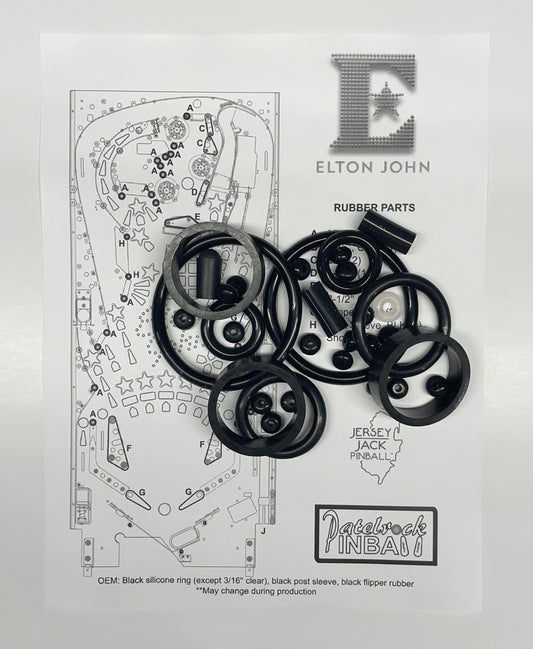 Jersey Jack Pinball Elton John Collector's Edition | Platinum Edition Pinball Machine Rubber Ring Kit