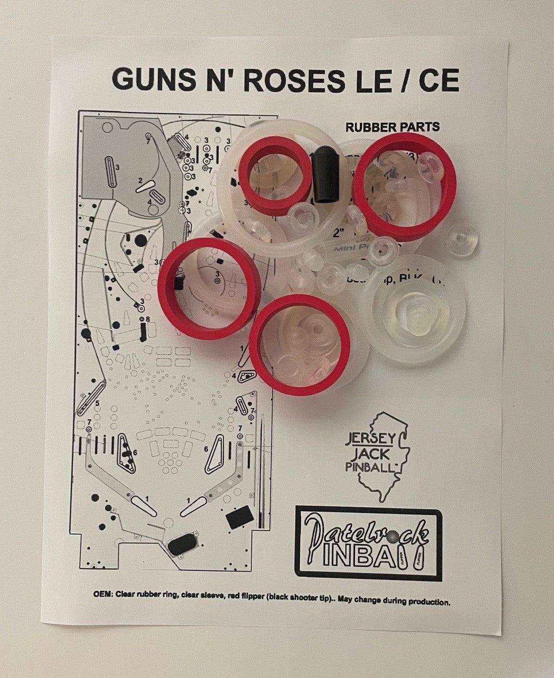 Jersey Jack Pinball Guns N' Roses Limited | Collector's Edition Pinball Machine Rubber Ring Kit